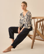 Camisa escote en V estampada para - Azul