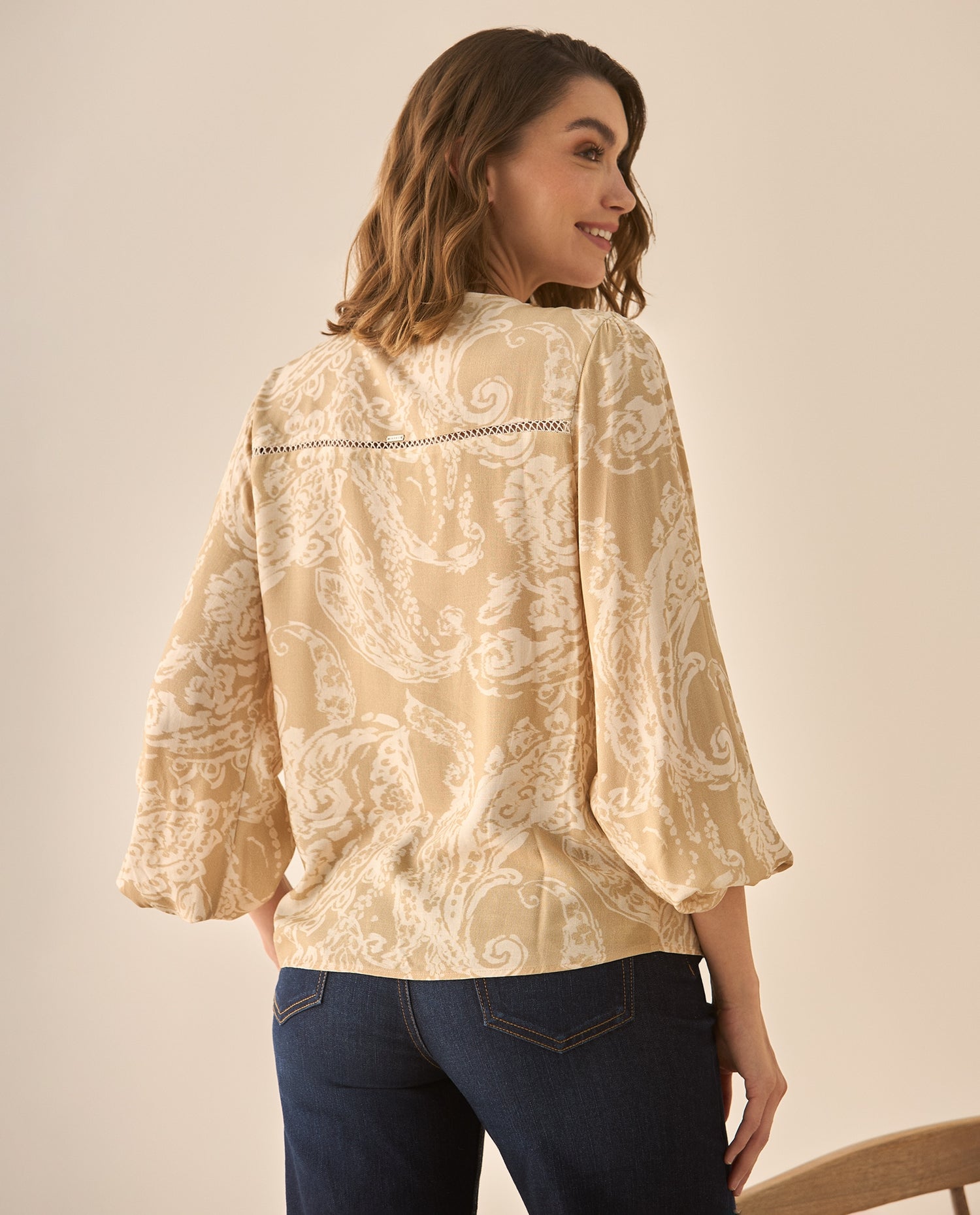 Camisa escote en V estampada para - Crudo