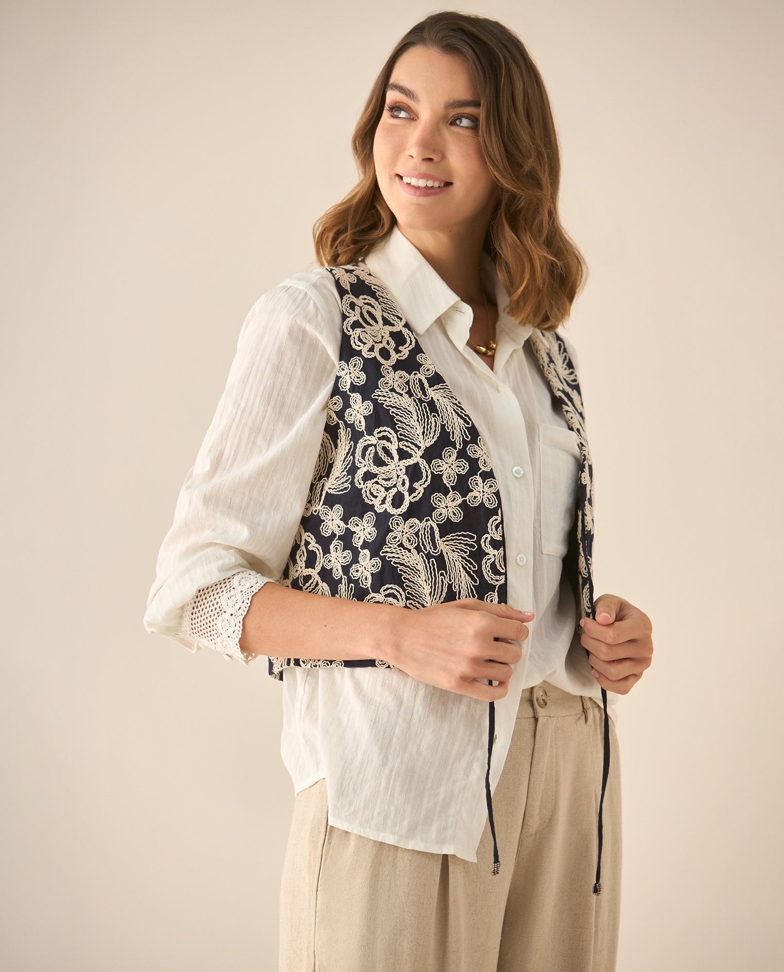 Camisa manga sisa tipo chaleco para mujer - Azul 34_613G050_AZU193923_0