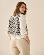 Camisa manga sisa tipo chaleco para mujer - Azul