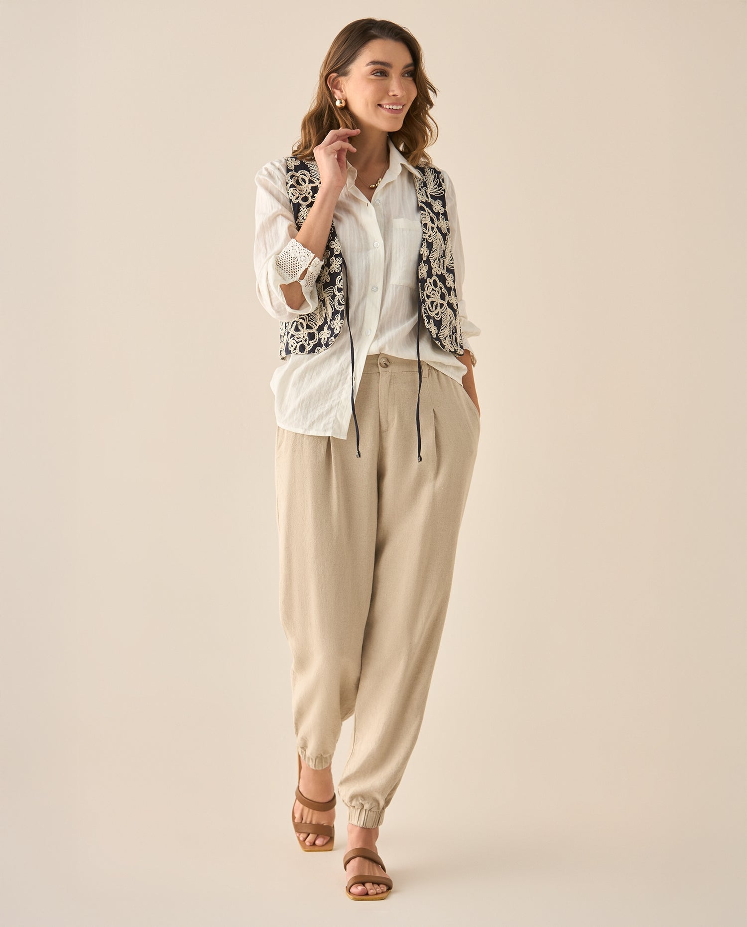 Camisa manga sisa tipo chaleco para mujer - Azul