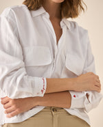 Camisa con detalle bordado en los puños para mujer - Crudo