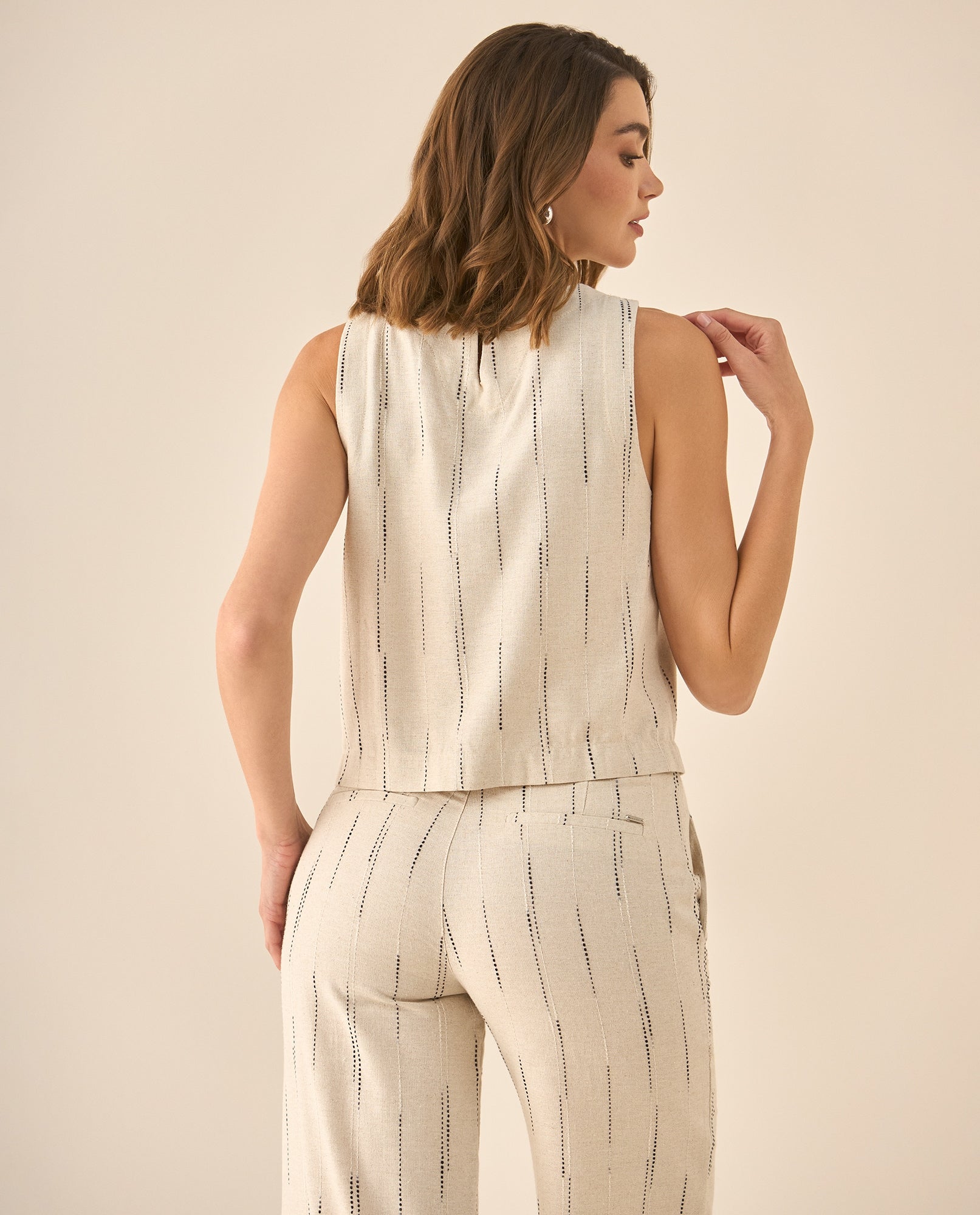 Camisa manga sisa cuello redondo para mujer  - Blanco 34_613G093_BLA120601_4