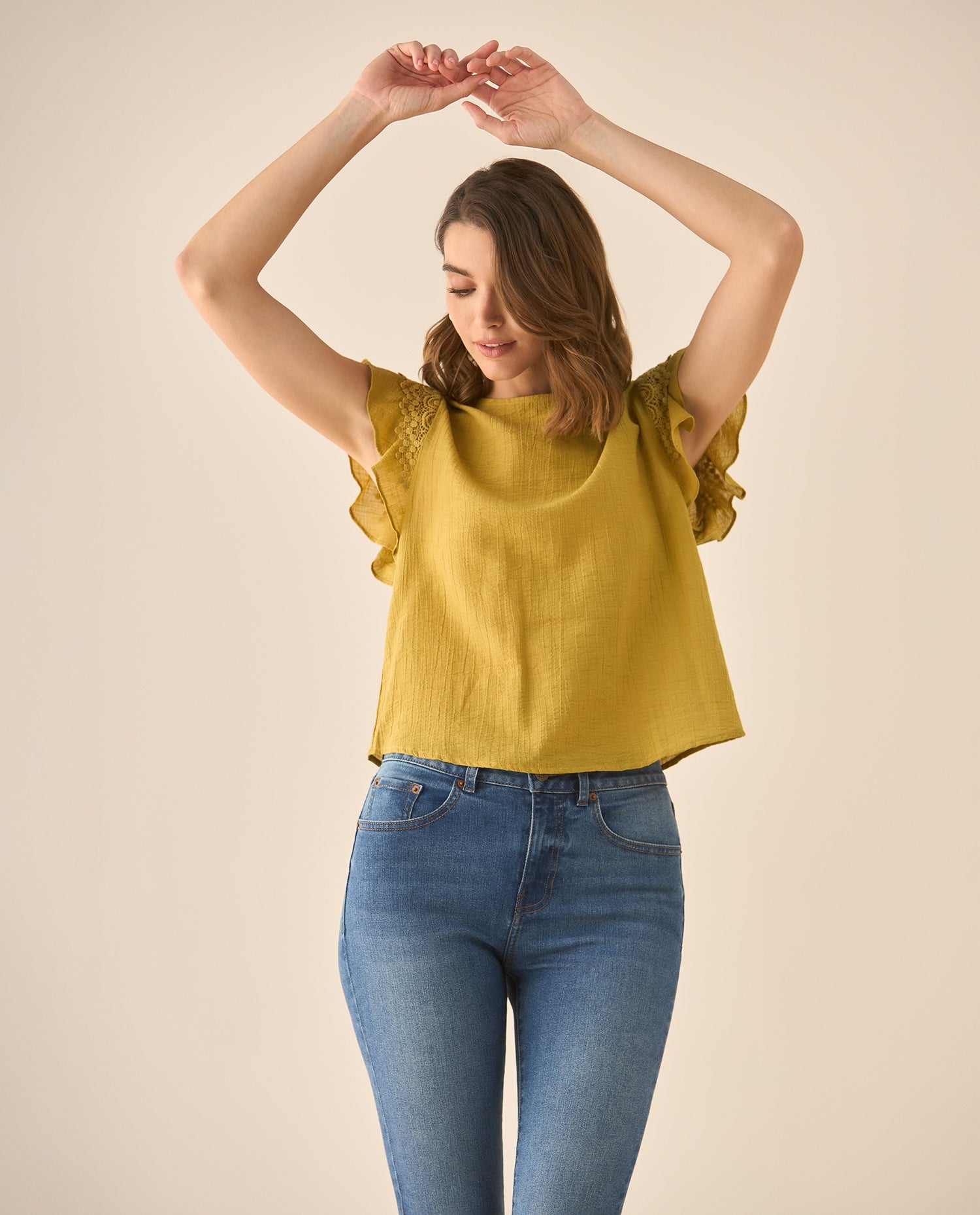 Camisa con bolero y tejido en mangas para mujer  - Verde