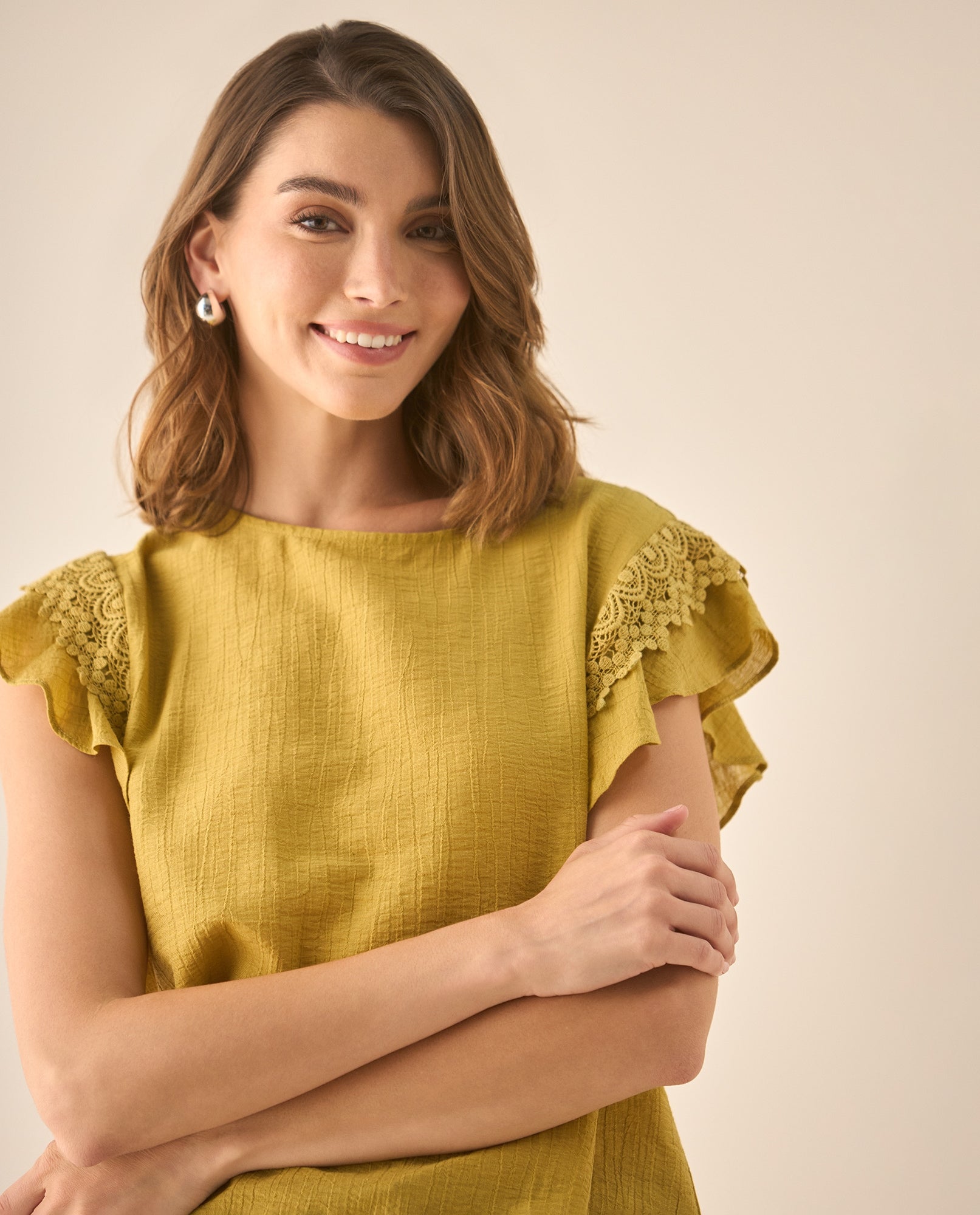 Camisa con bolero y tejido en mangas para mujer  - Verde 34_613G094_VER170836_4