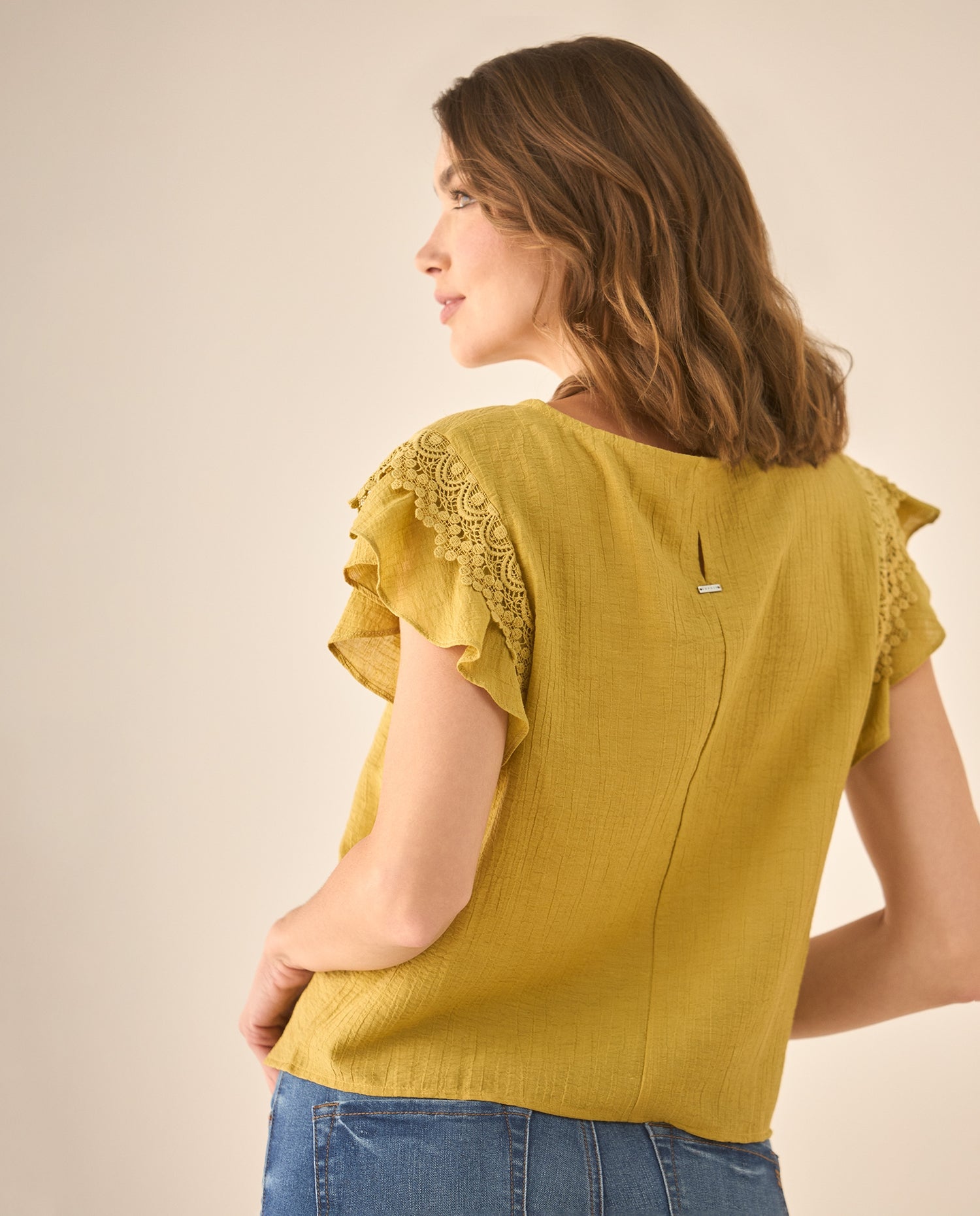 Camisa con bolero y tejido en mangas para mujer  - Verde