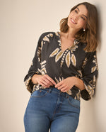 Camisa manga larga amplia con detalle de tablas para mujer  - Negro