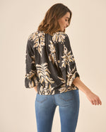 Camisa manga larga amplia con detalle de tablas para mujer  - Negro