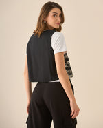 Camisa tipo chaleco para mujer - Negro