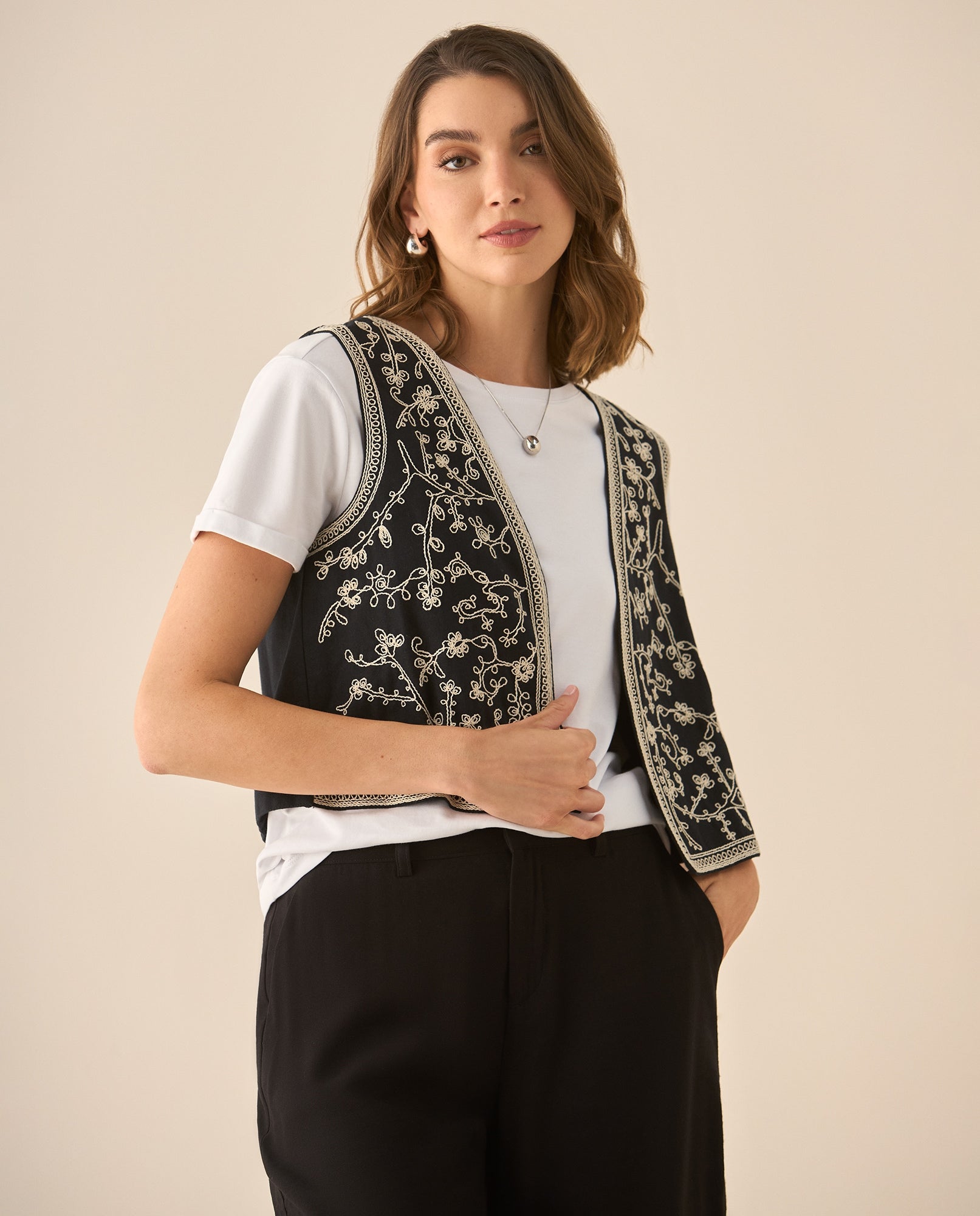 Camisa tipo chaleco para mujer - Negro 34_613G200_NEG193909_6