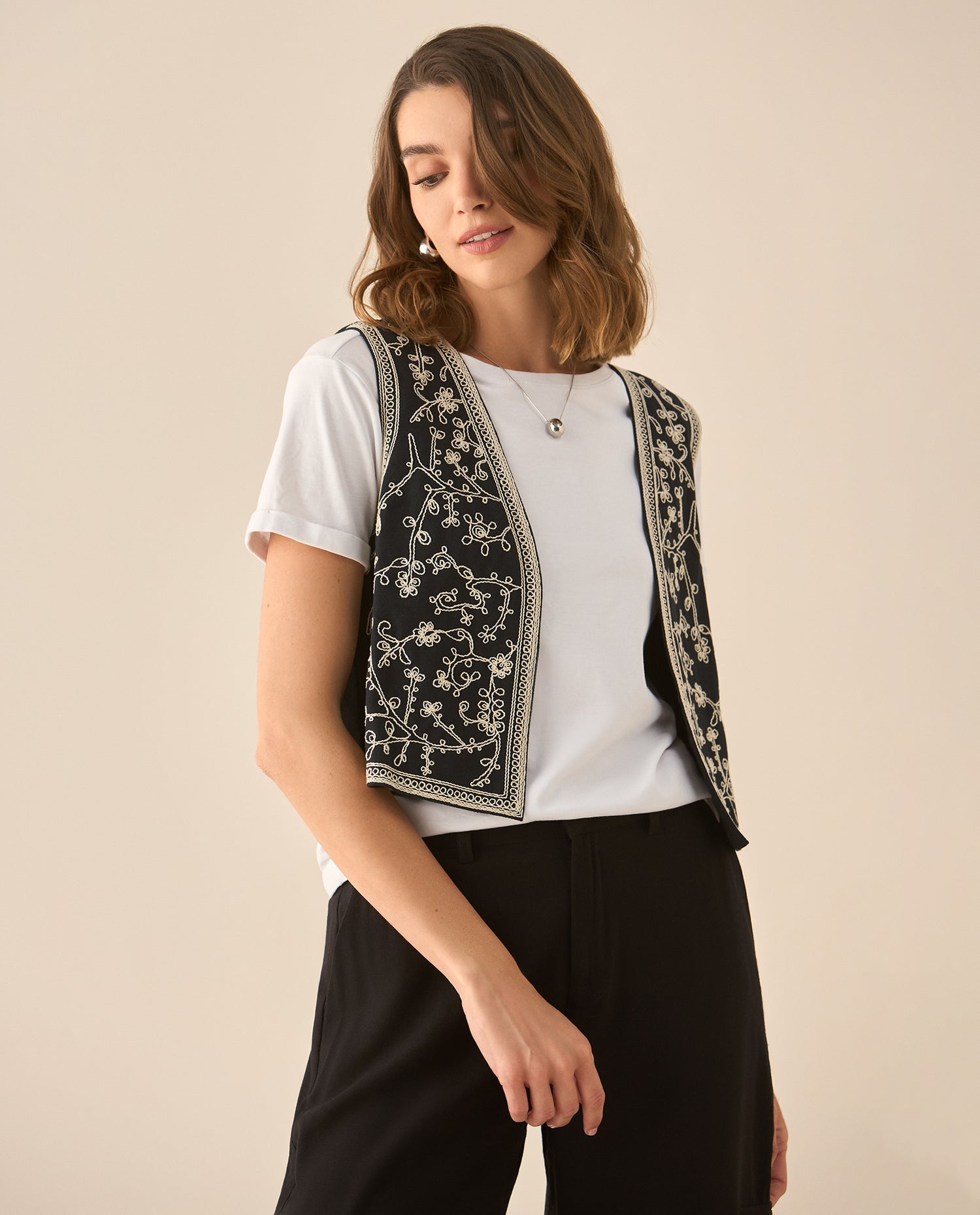 Camisa tipo chaleco para mujer - Negro