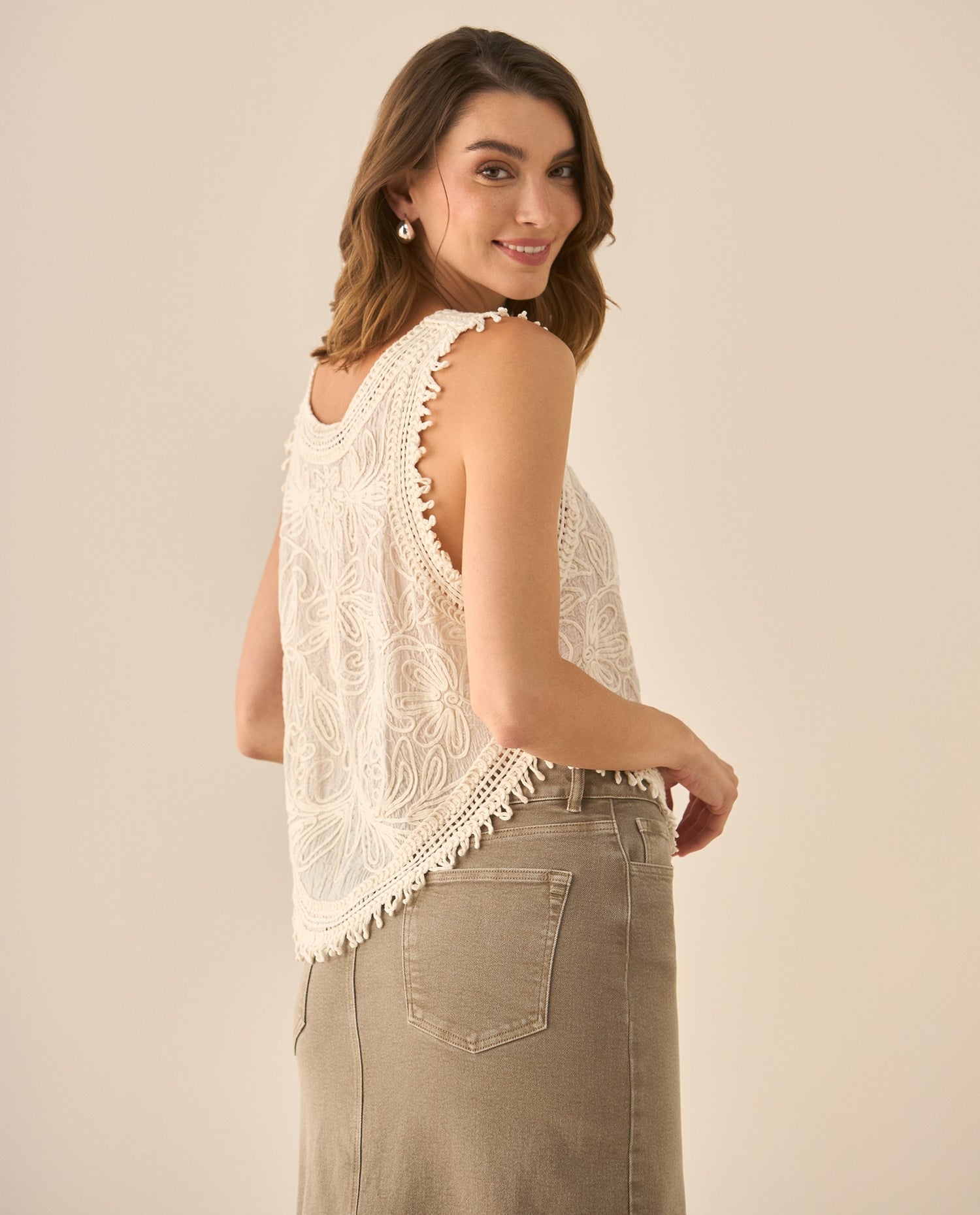 Camisa manga sisa tejida para mujer - Crudo