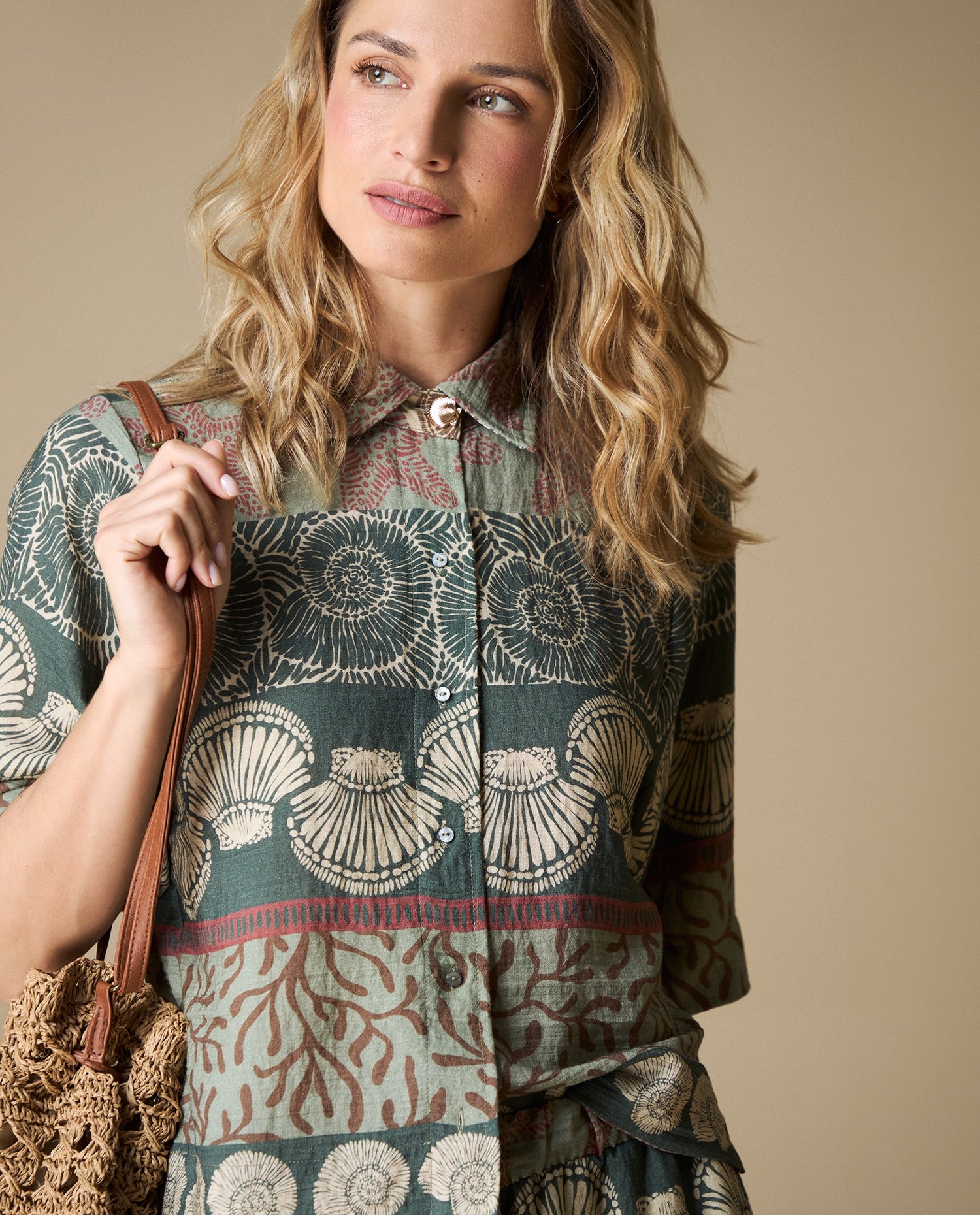 Camisa estampada manga corta - Verde