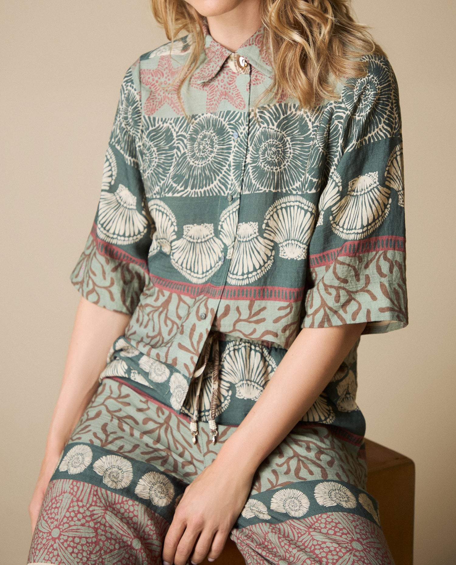 Camisa estampada manga corta - Verde