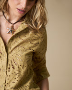 Camisa M/L algodón bordada - Café