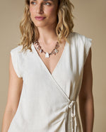 Camisa cuello en V manga corta - Crudo