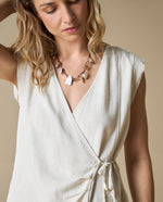 Camisa cuello en V manga corta - Crudo