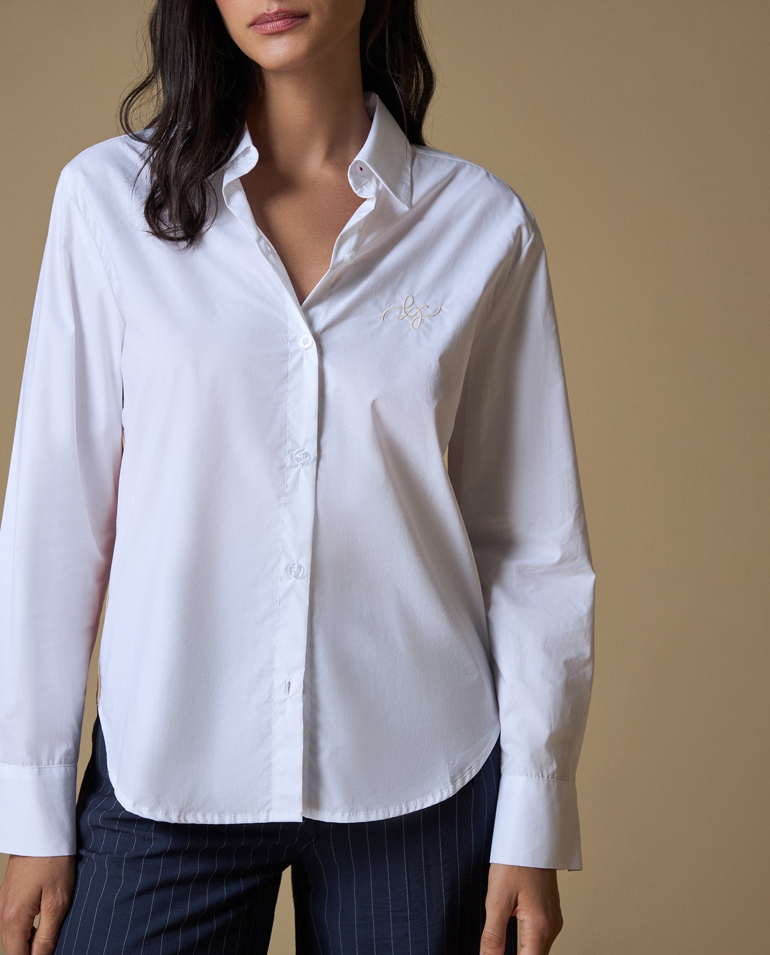 Camisa manga larga algodón - Blanco