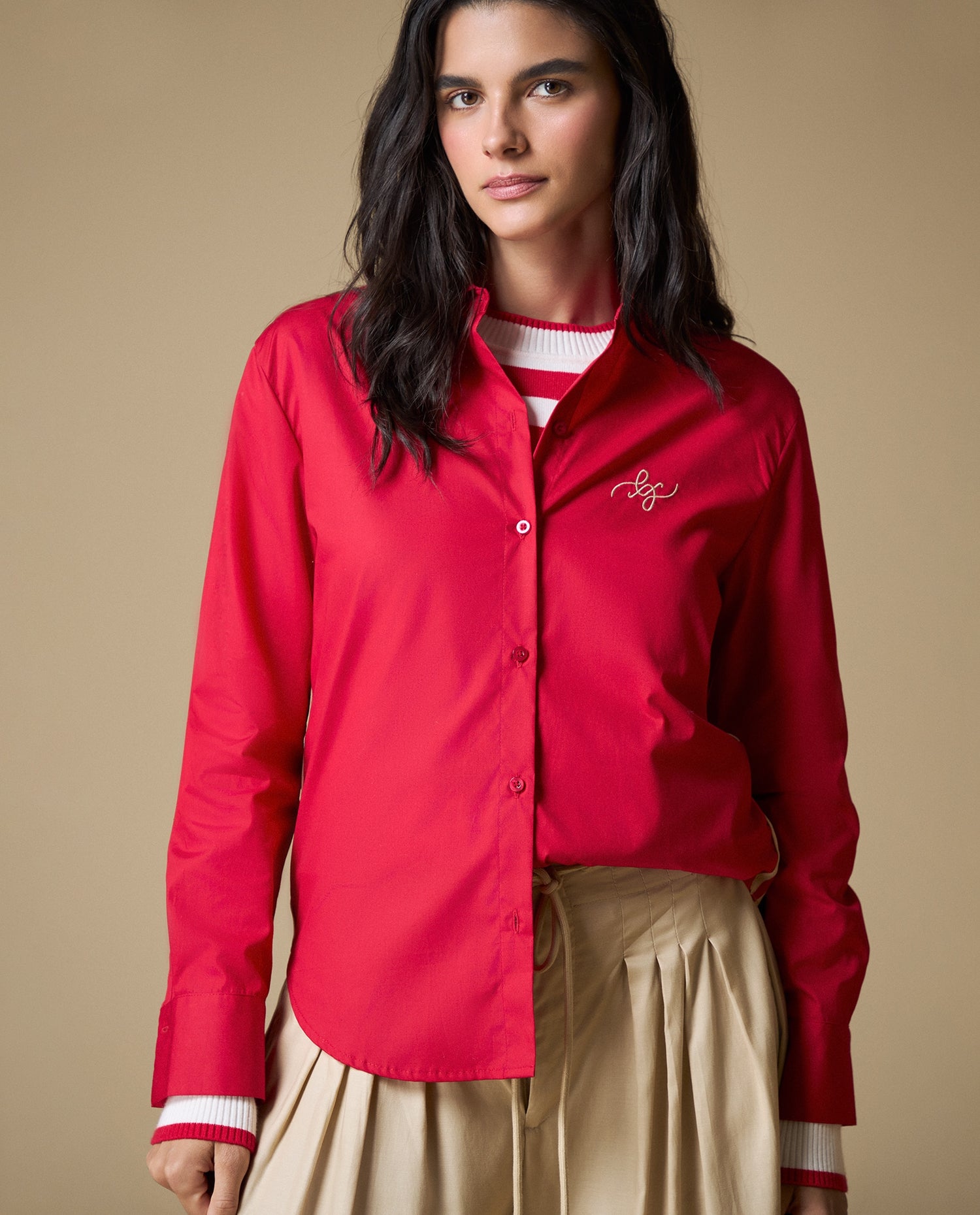 Camisa manga larga algodón - Rojo