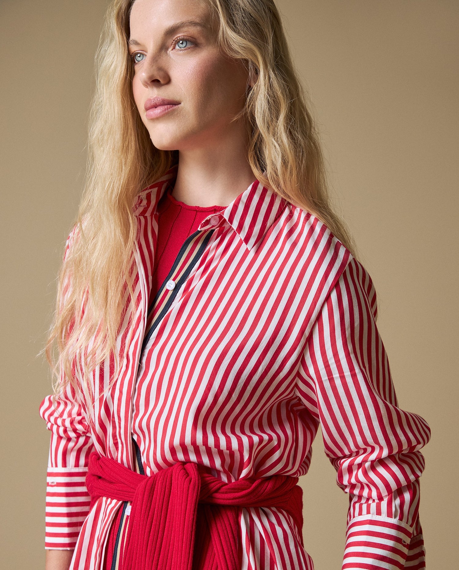 Camisa M/L a Rayas Esprit - Blanco