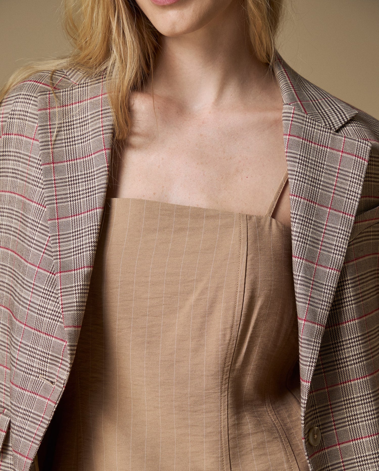 Camisa tiras cuello bandeja - Cafe