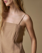 Camisa tiras cuello bandeja - Cafe
