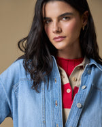 Camisa denim manga larga - Azul