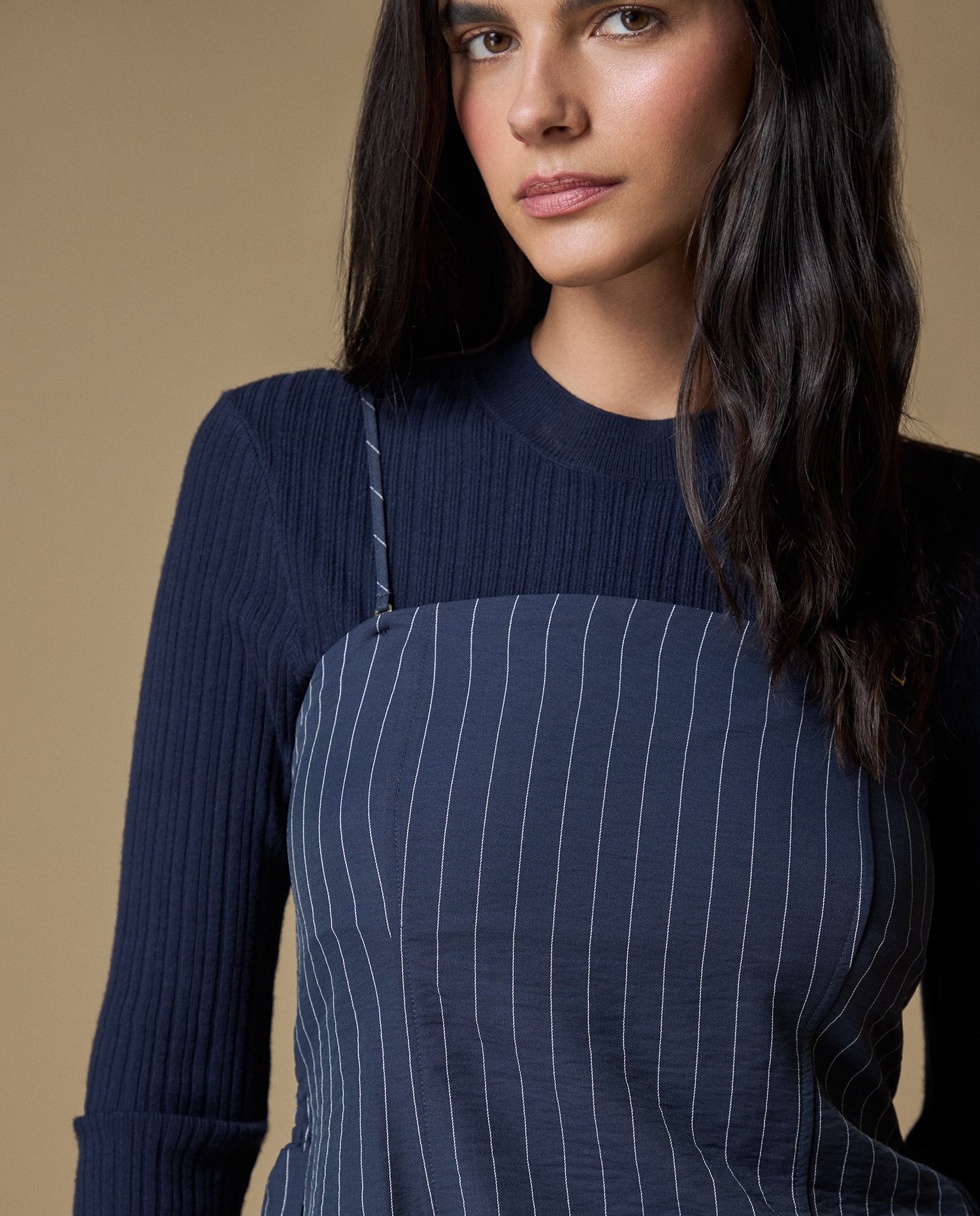 Camisa strapless diseño sencillo - Azul