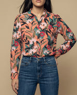 Camisa manga larga estampada floral en viscosa - Rosa