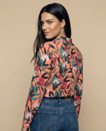 Camisa manga larga estampada floral en viscosa - Rosa
