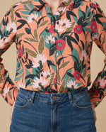 Camisa manga larga estampada floral en viscosa - Rosa