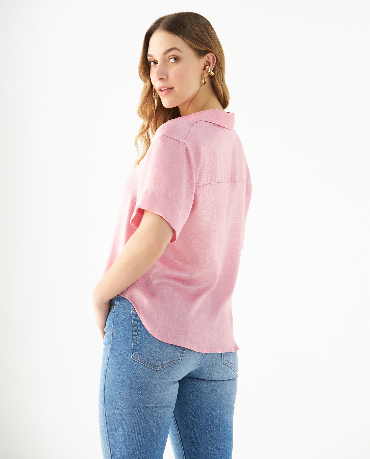 Camisa de manga corta para mujer - Rosa