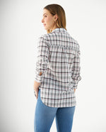 Camisa con diseño a cuadros para mujer - Crudo