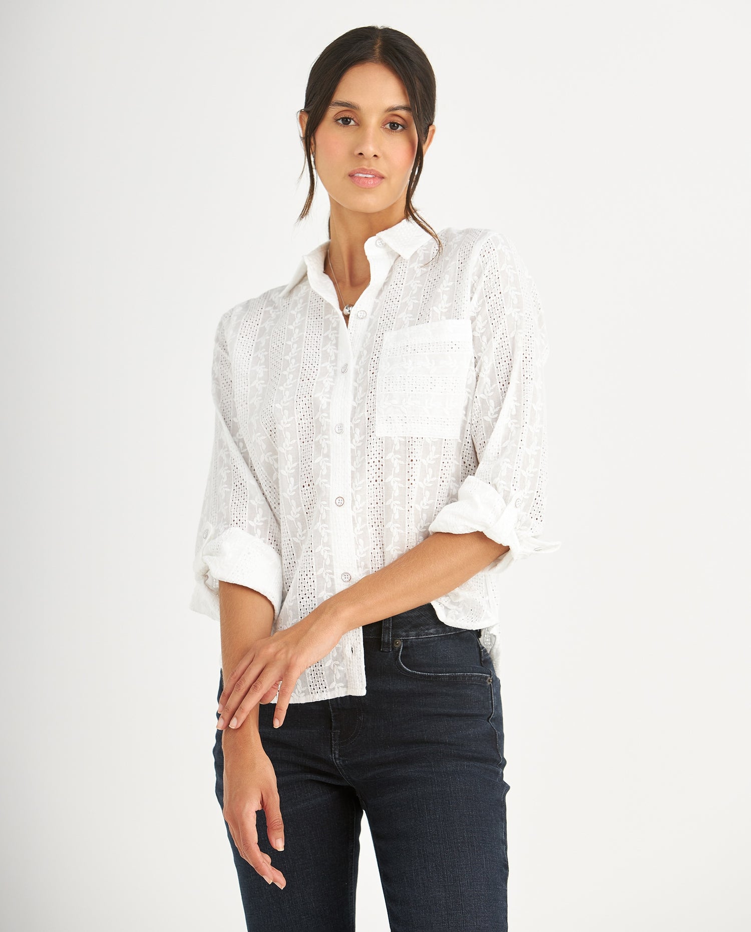 Camisa con detalles desagujados para mujer - Crudo