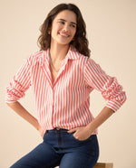Camisa con diseño a rayas para mujer - Naranja
