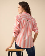 Camisa con diseño a rayas para mujer - Naranja