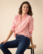Camisa con diseño a rayas para mujer - Naranja