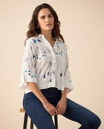Camisa manga 3/4 para mujer - Azul