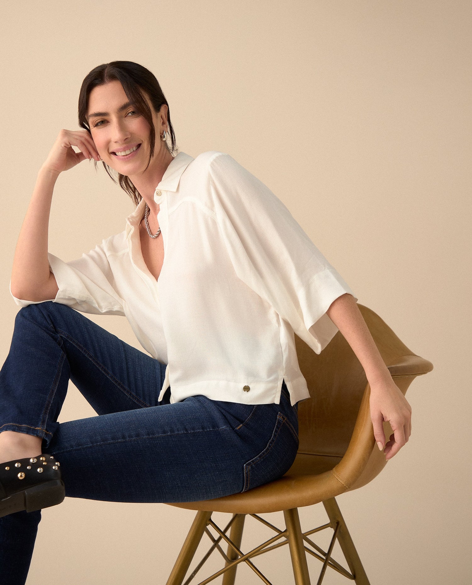 Camisa manga 3/4 para mujer - Crudo
