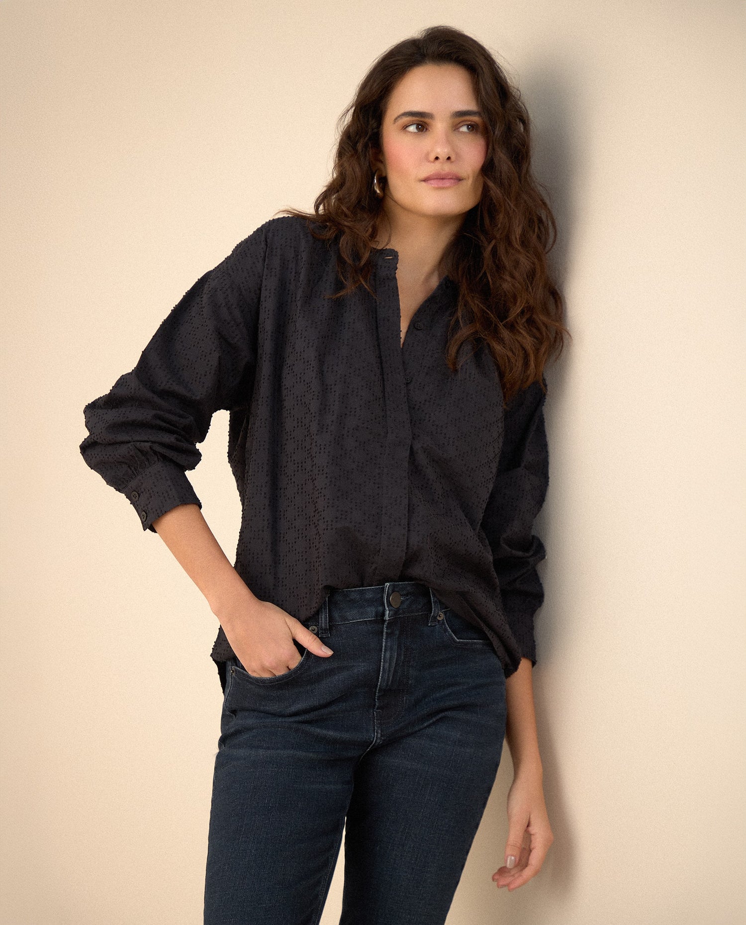 Camisa manga larga para mujer - Negro