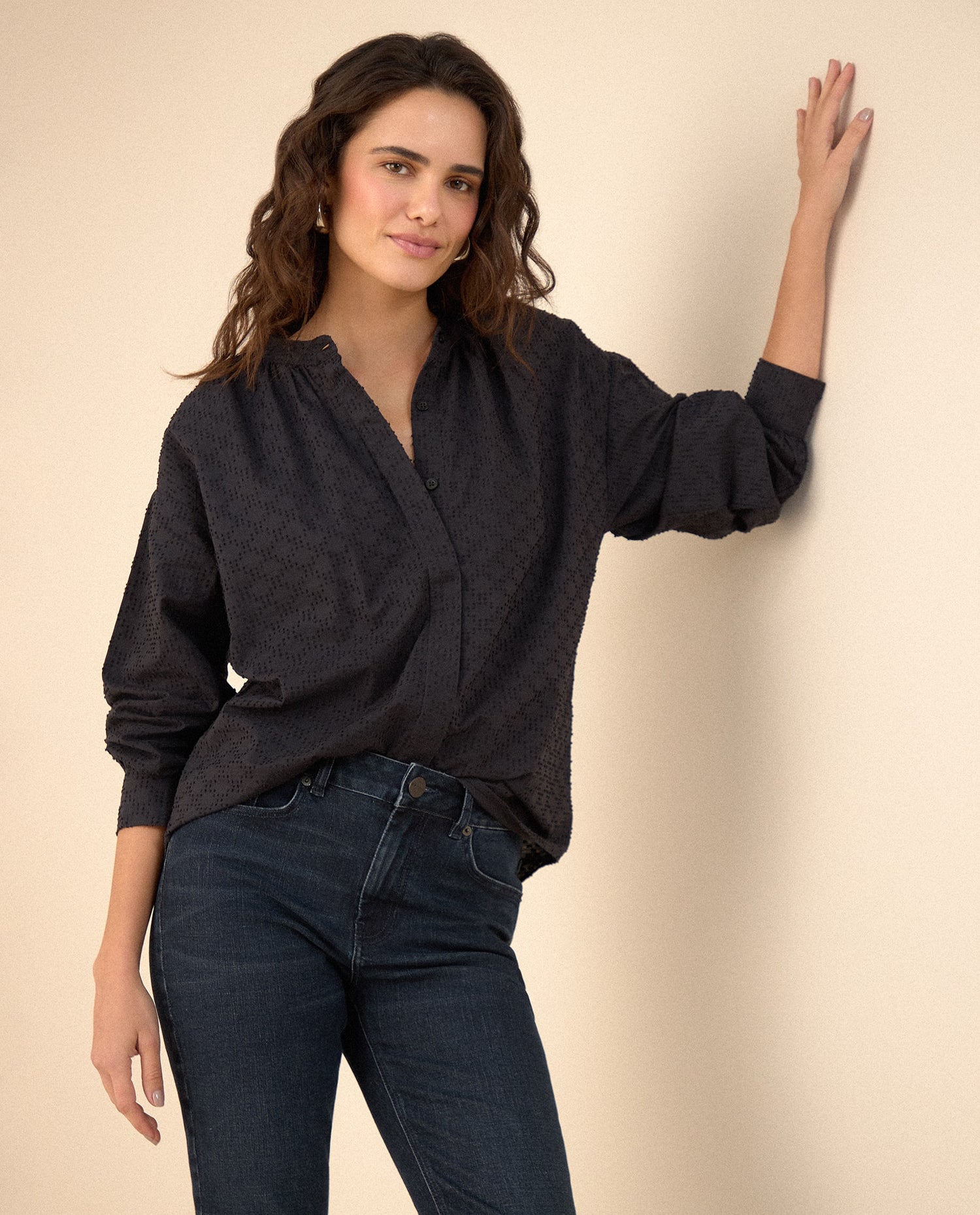 Camisa manga larga para mujer - Negro