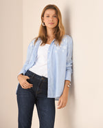 Camisa de diseño a rayas para mujer - Azul