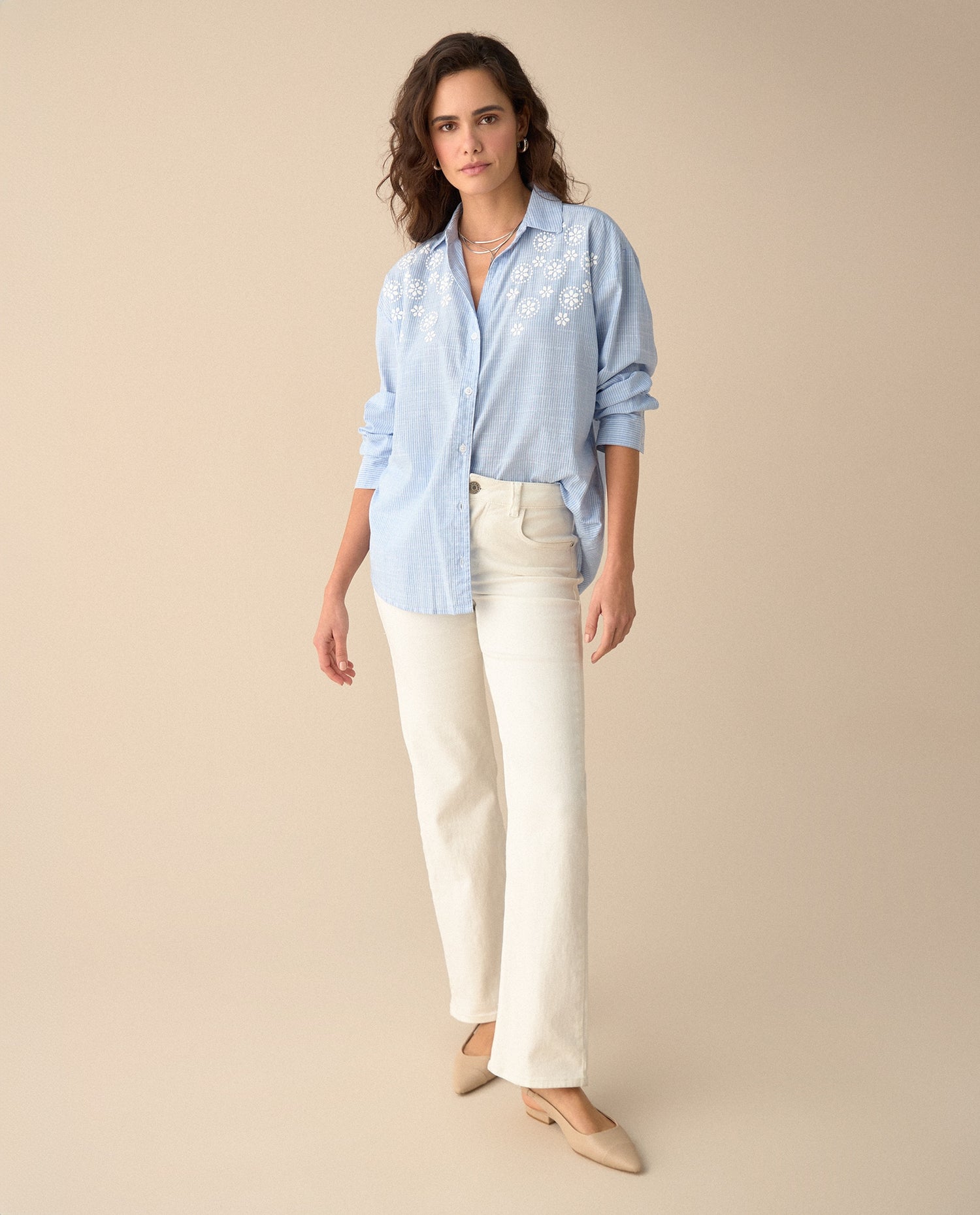 Camisa de diseño a rayas para mujer - Azul