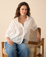 Camisa de tela con transparencia para mujer - Crudo