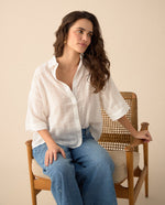 Camisa de tela con transparencia para mujer - Crudo