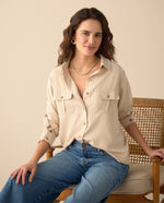 Camisa clásica manga larga para mujer - Beige