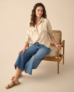 Camisa clásica manga larga para mujer - Beige