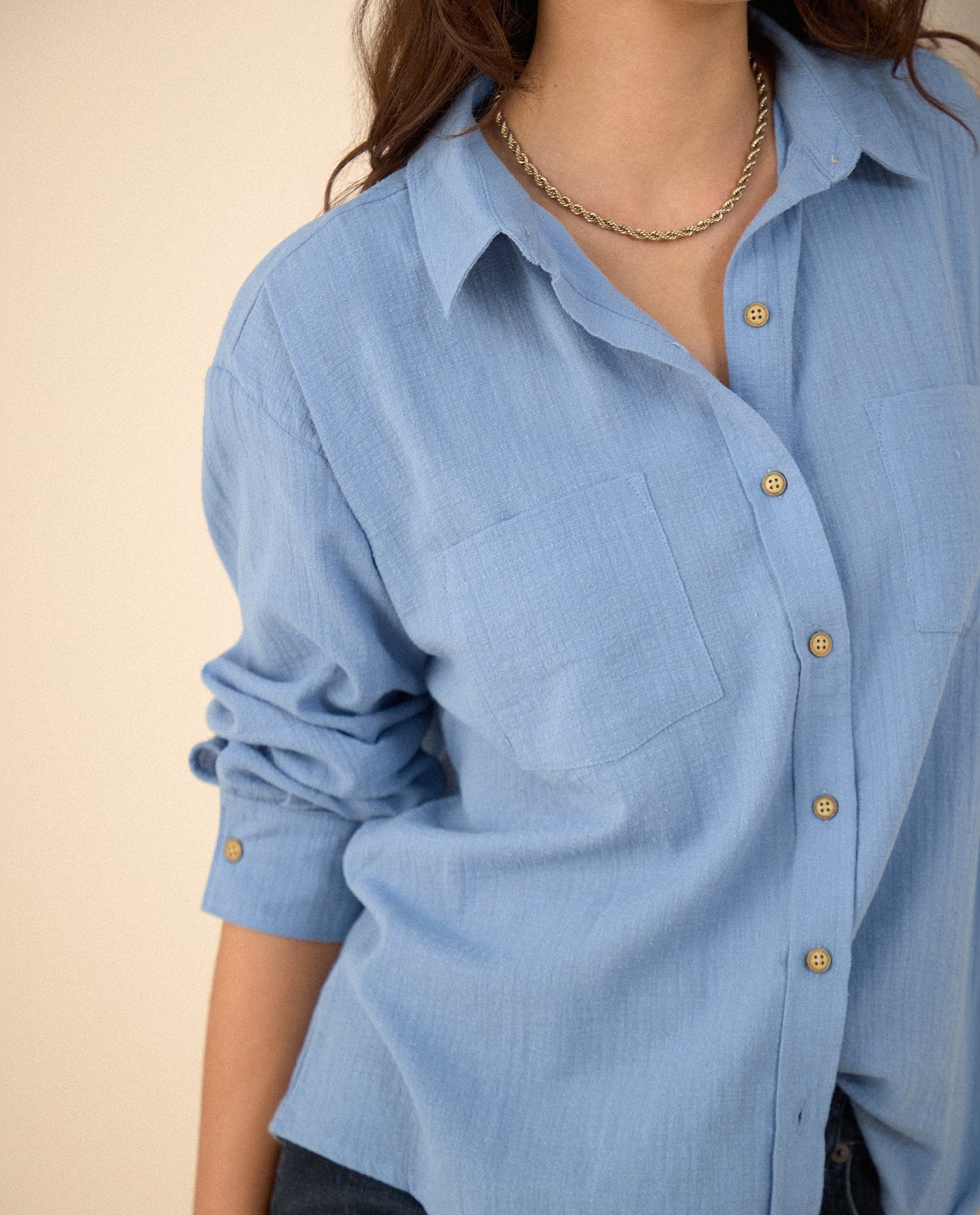 Camisa manga larga para mujer - Azul