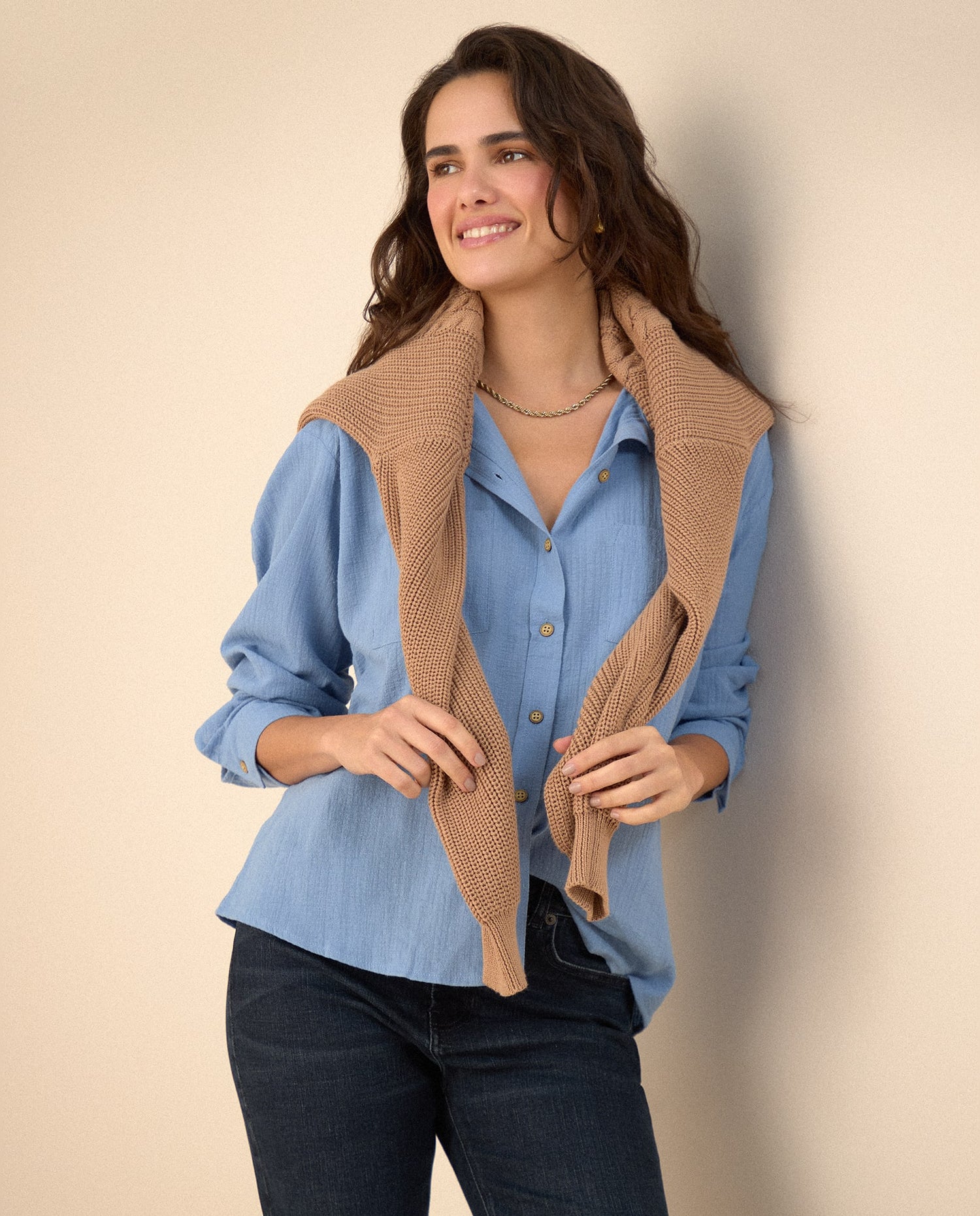 Camisa manga larga para mujer - Azul