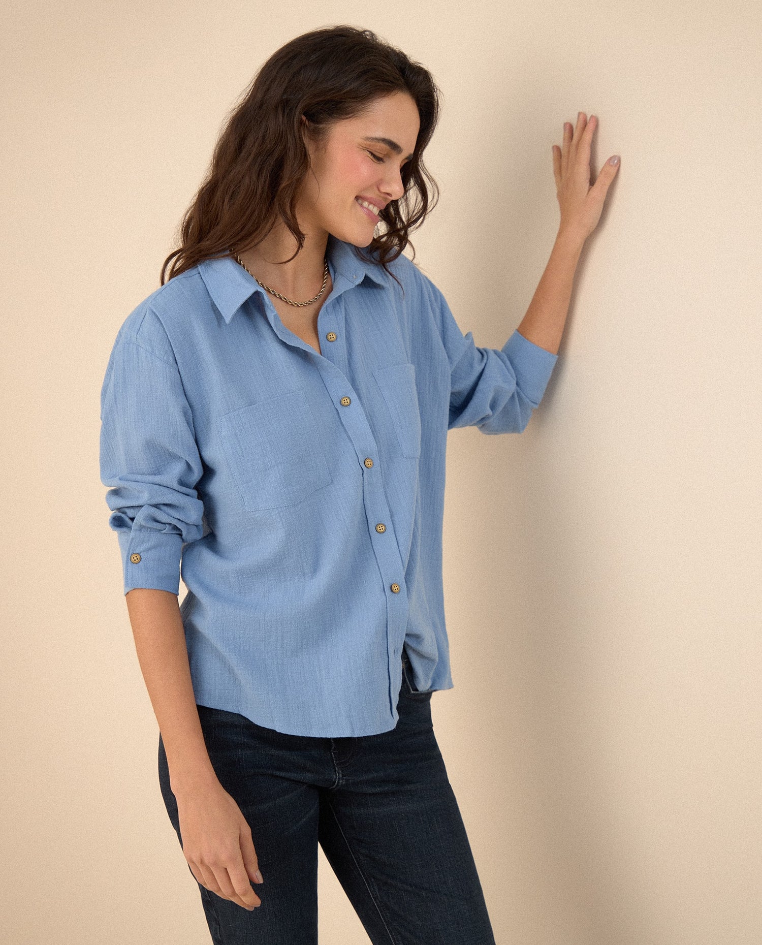 Camisa manga larga para mujer - Azul